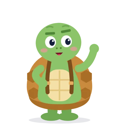 Ollo the tortoise with a backpack, teaching